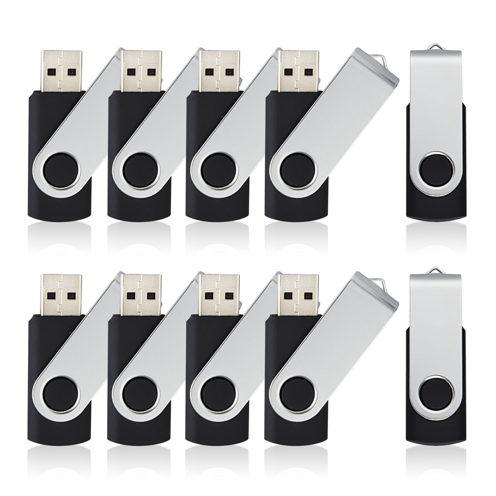 10Pack Swivel USB Flash Drives Memory Stick U Disk Thumb Pendrive Storage Black