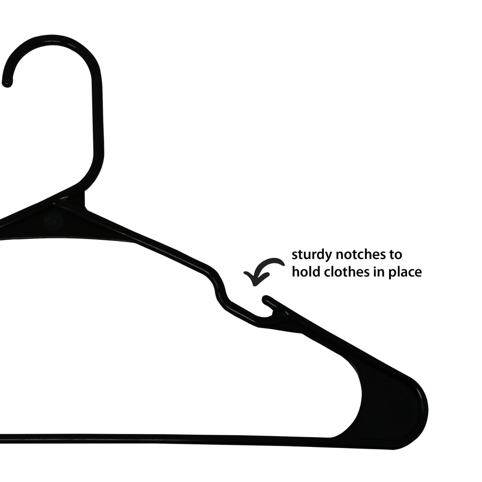 Plastic Clothes Hangers 18-Count Black Lightweight Durable for Everyday Use