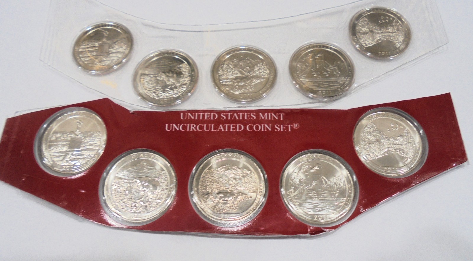 2011 p, d ATB State Park Uncirculated Washington Quarters 10 Coin Set