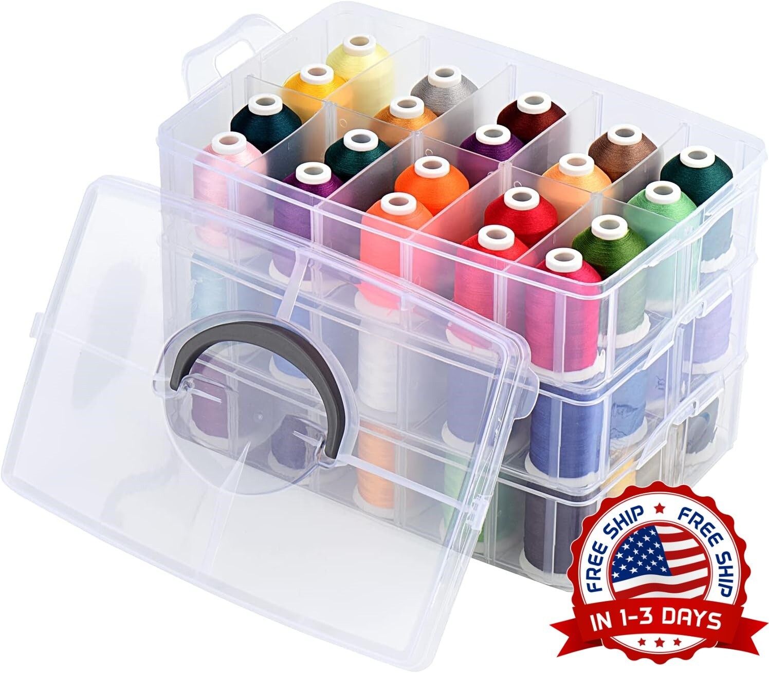 Kit de Hilos de Bordar de Poliester en 63 Colores para Maquinas de Coser NEW US