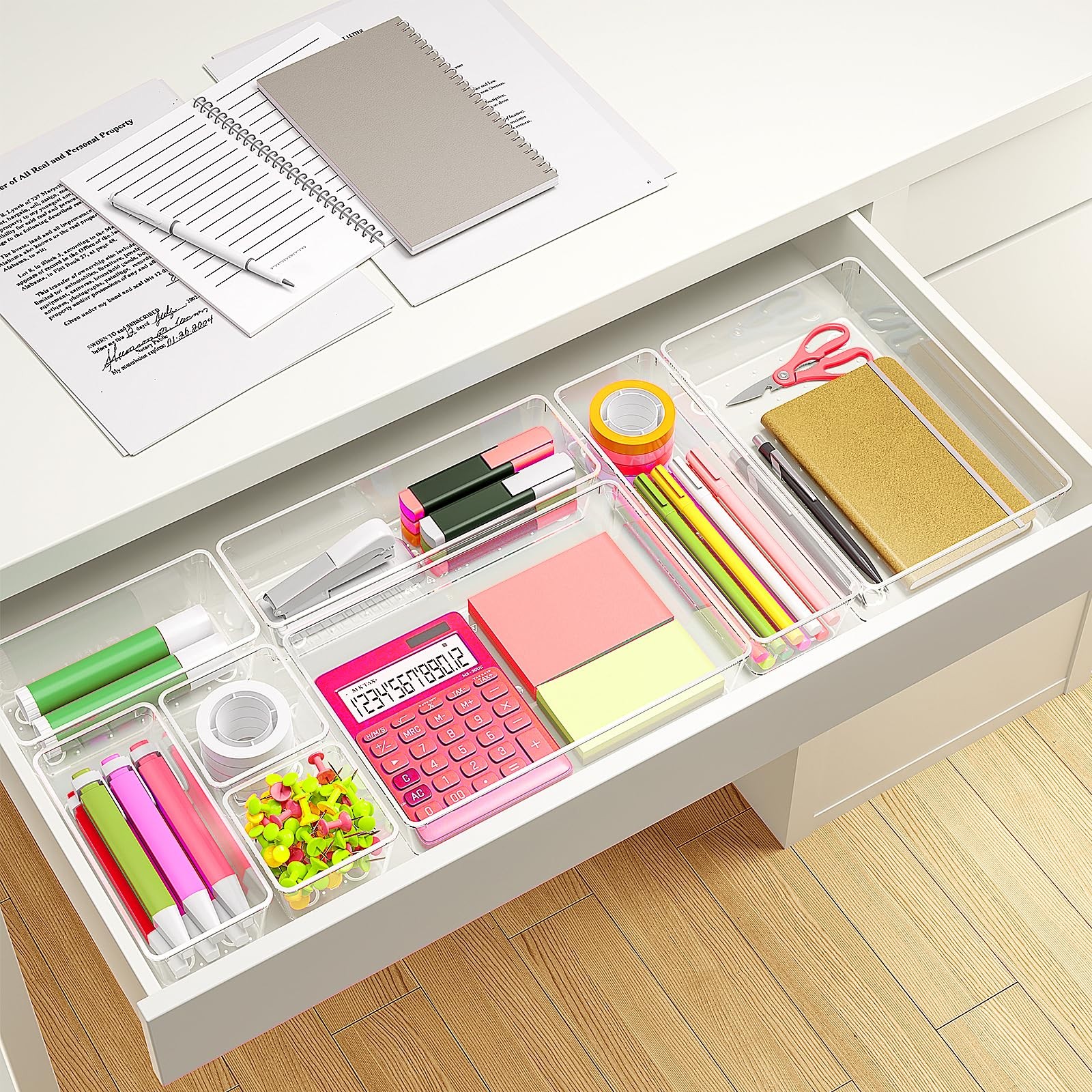 Clear Plastic Drawer Organizers Set of 45 Vanity Organizers Stackable Storage...