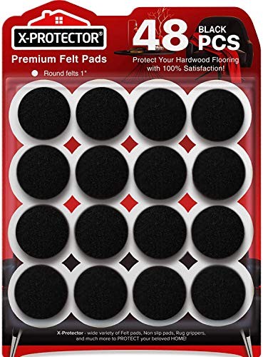 Felt Furniture Pads  - 48 PCS 1" - Premium Felt Pads 48 PCS 1" Black, Round