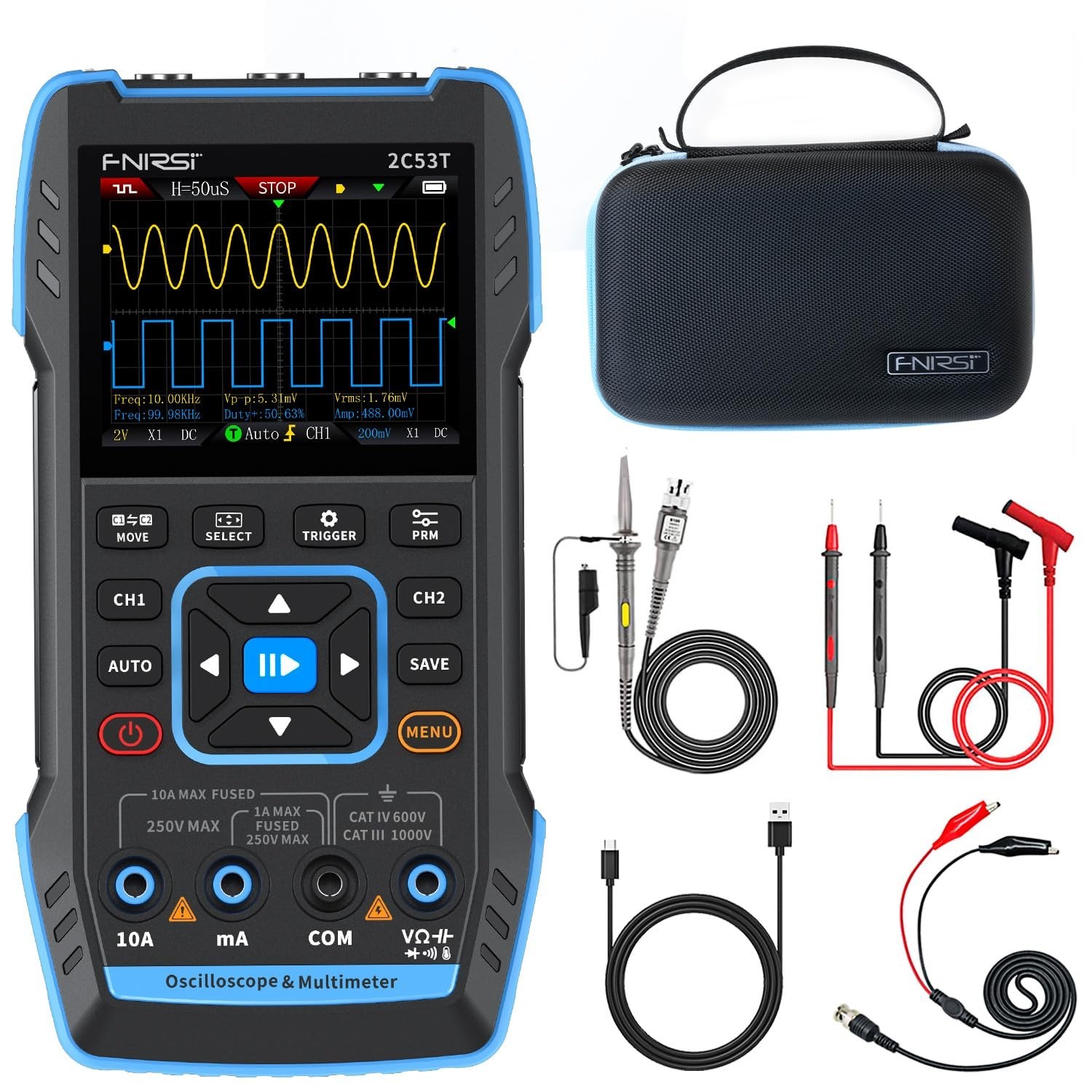 Osciloscopio digital portátil de 50 MHz de ancho de banda con 2 canales, NEW US