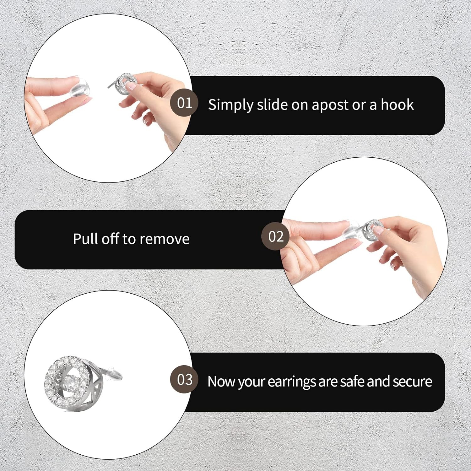 6 Styles Silicone Earring Backs for Studs, 600 Pcs Clear Soft Earring Backings