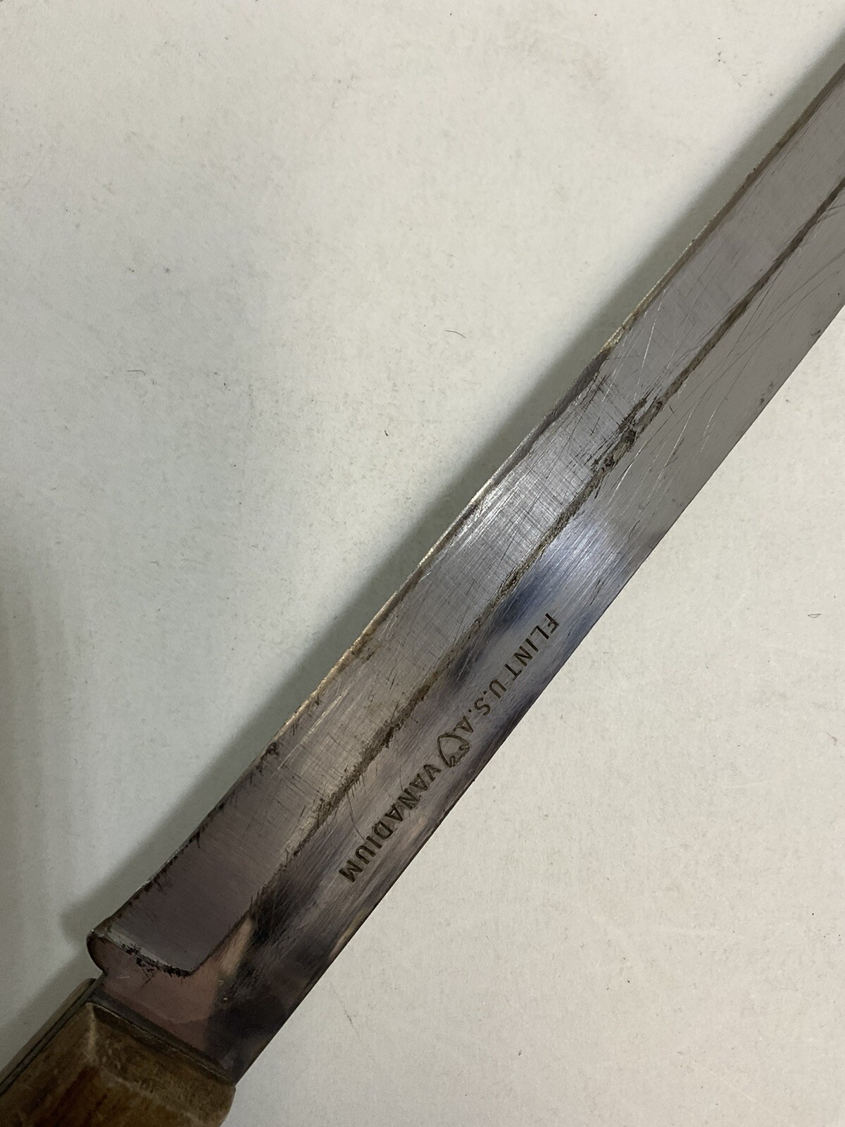 Vintage Flint USA Vanadium 15” Steel Carving Knife 10” Blade PreownedKitchenCom