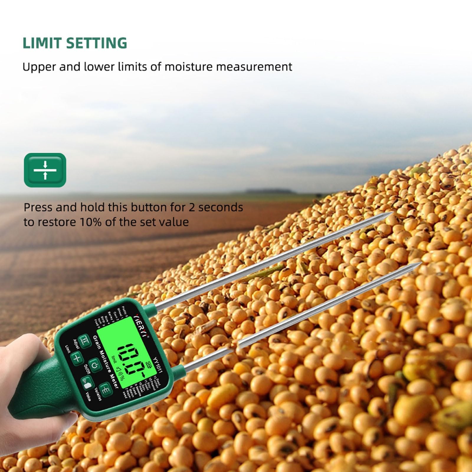 Hay Moisture Tester Meter, Portable Digital Probe Tester with LCD, Grain mois...