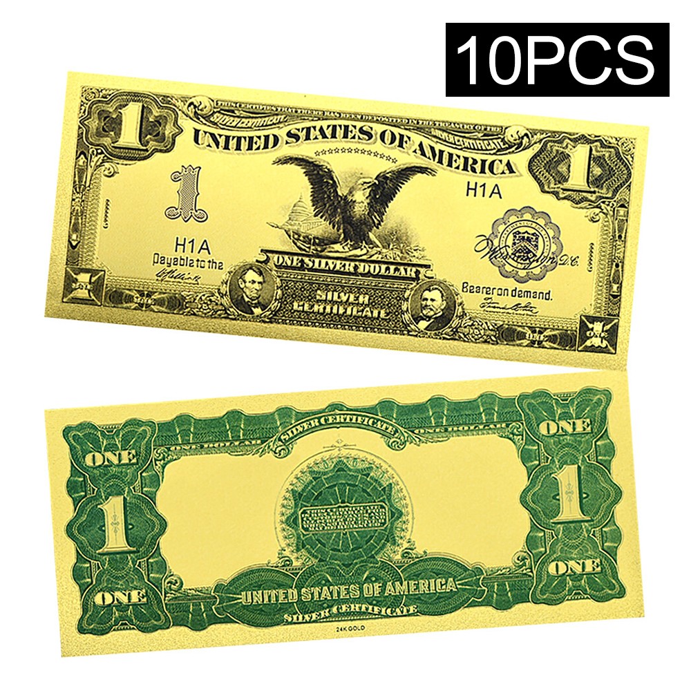 10pcs in Envelope 1899 Years US One Dollar Black Eagle Gold Foil Banknotes