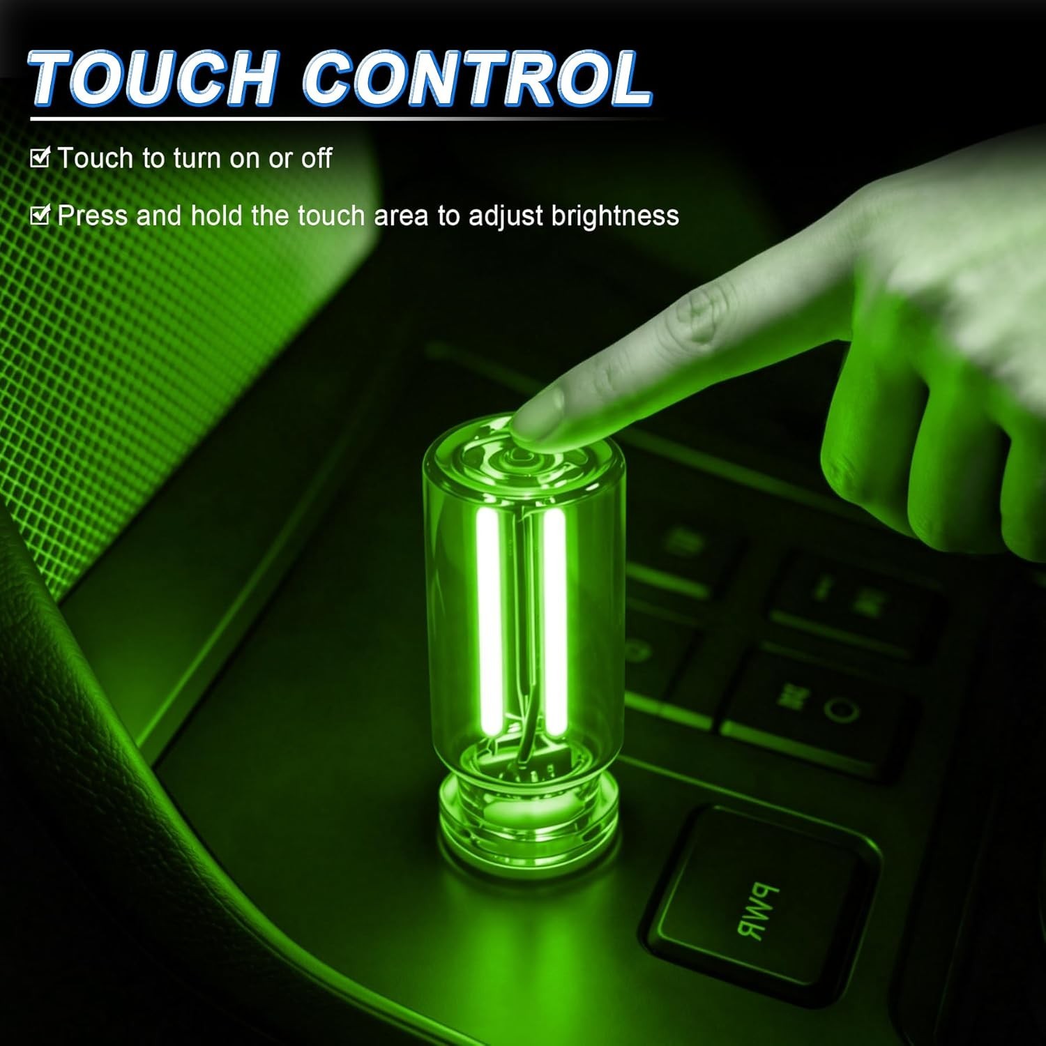 USB LED Car Interior Night Light, 2-Pack Touch Dimmable Ambient