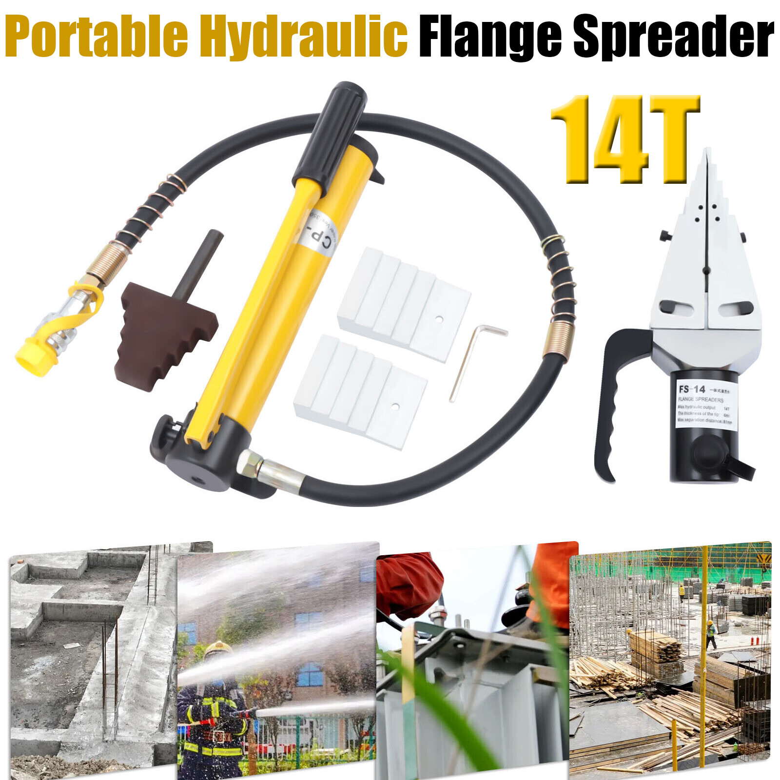 14 Ton Hydraulic Flange Spreader w/CP-180 Hydraulic Pump Expanding Tool Portable