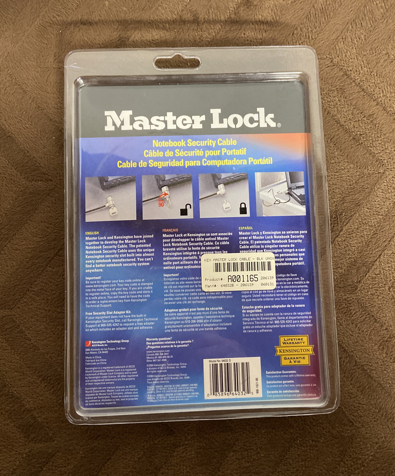 MASTER-LOCK • Master-Lock Notebook Security Lock • Model # 64032 D ~ NEW