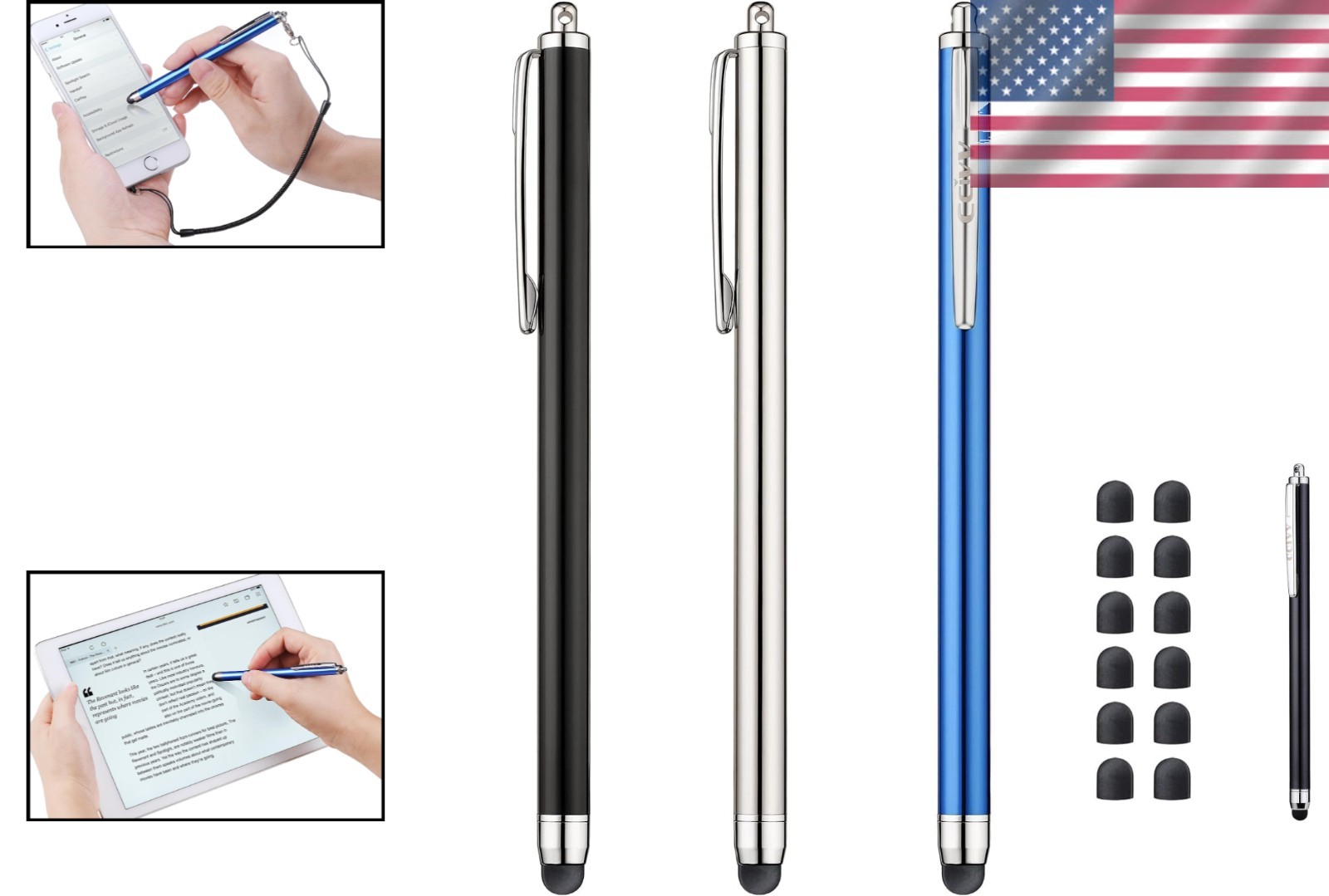 Ultimate 3 Stylus Pens Set with 12 Replaceable Tips for Enhanced Touch Precision