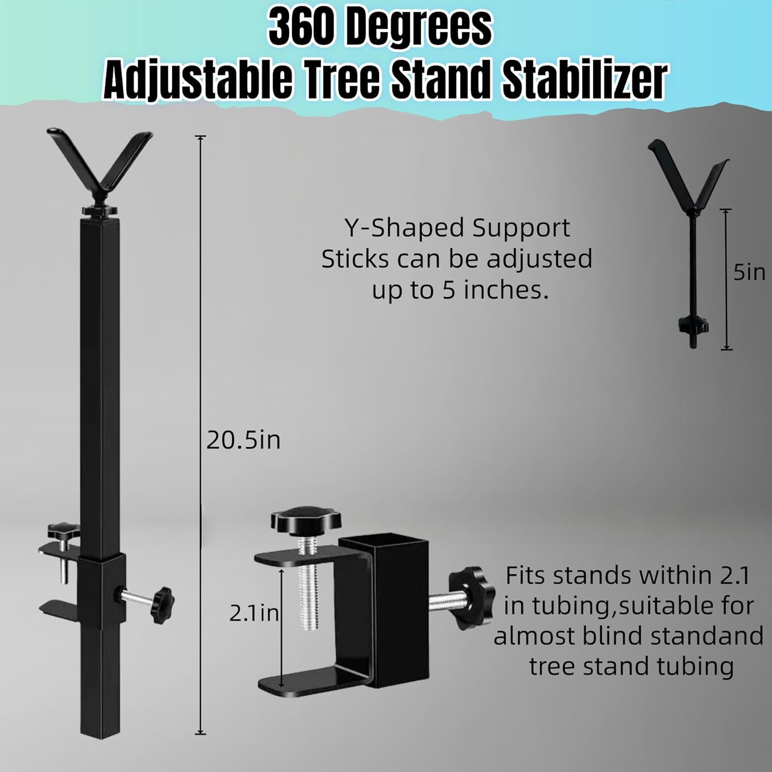 Adjustable Tree Stand Stabilizer with Y-Shaped Support Sticks - Portable Metal B