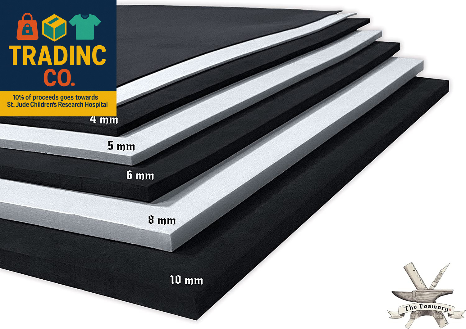 Shape Retention EVA Cosplay Foam 2Mm (1Mm-10Mm) 14X39 Inch Black or White High D