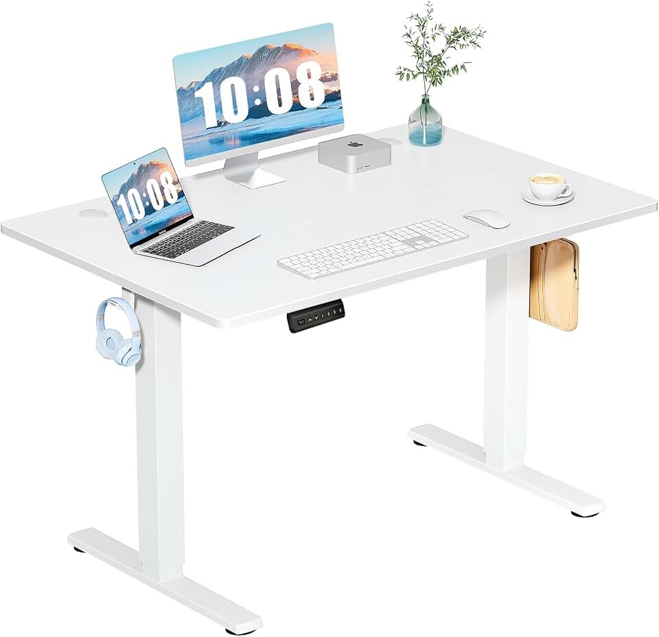 DUMOS 48 Inch Electric Standing Desk, Memory Adjustable Home Office Desk