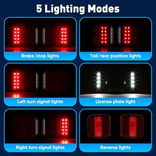 Magnetic Wireless Trailer Lights, Upgraded 2.4GHz Transmitter with 2000mAh Red