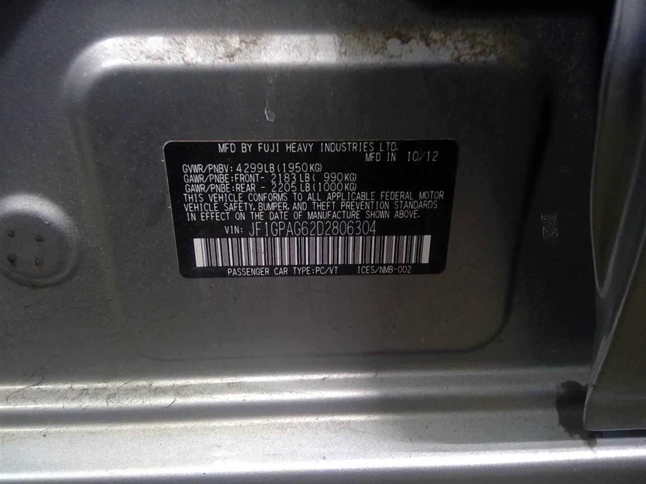 SRS Control Module Under Console Fits 13 IMPREZA 98221FJ291
