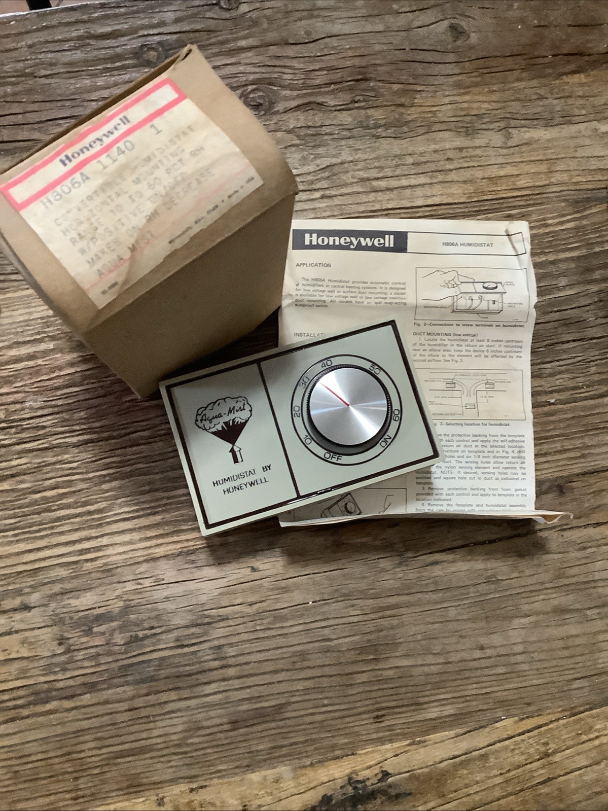 Honeywell H806A 1140 1Convertible Humidistat  Horizontal Mount New Vintage Stock