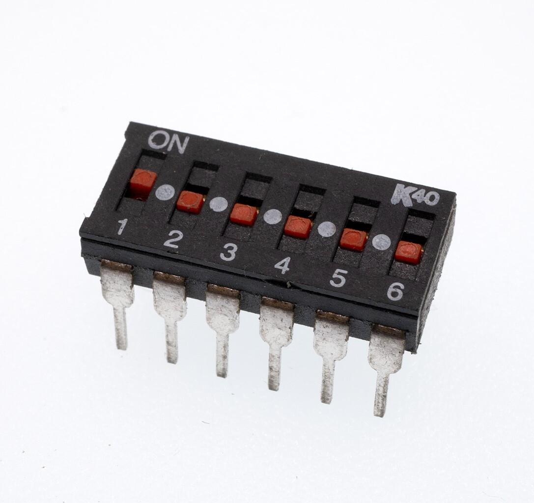 K40 6 Position 12 Pin SPST Through-Hole DIP Switch, Lot of 5