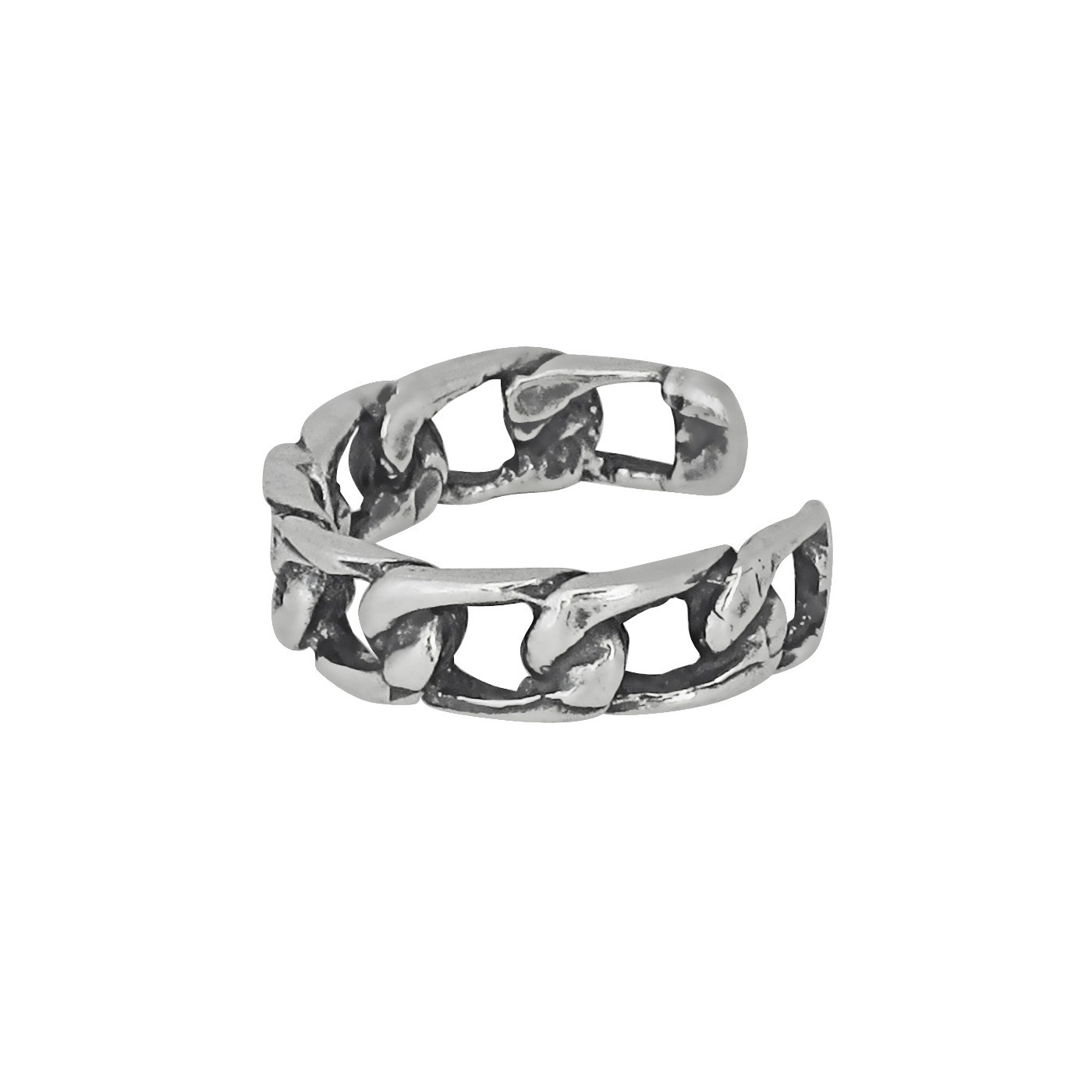 Sterling Silver .925 Curb Chain Link Toe Ring adjustable size | Made In USA