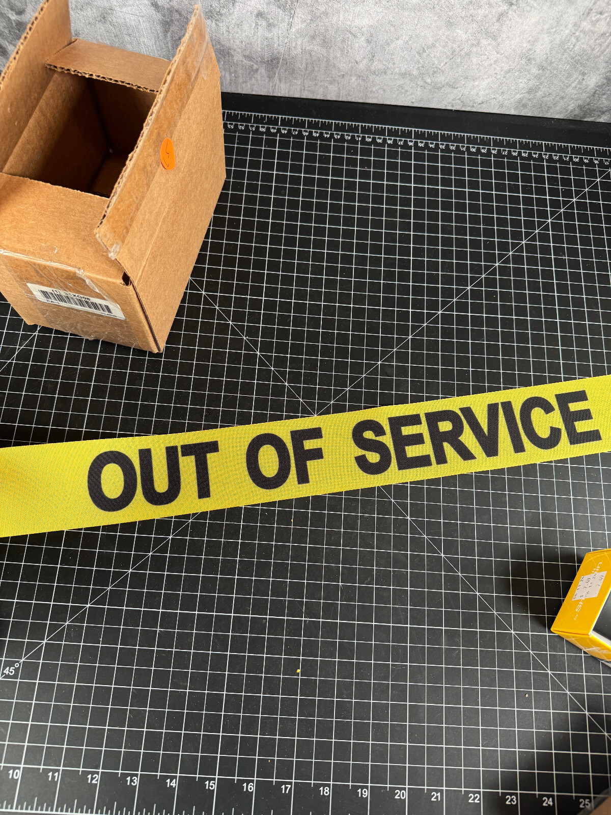Banner Stakes OUT OF SERVICE Retractable Yellow 15FT NEW BATHROOM