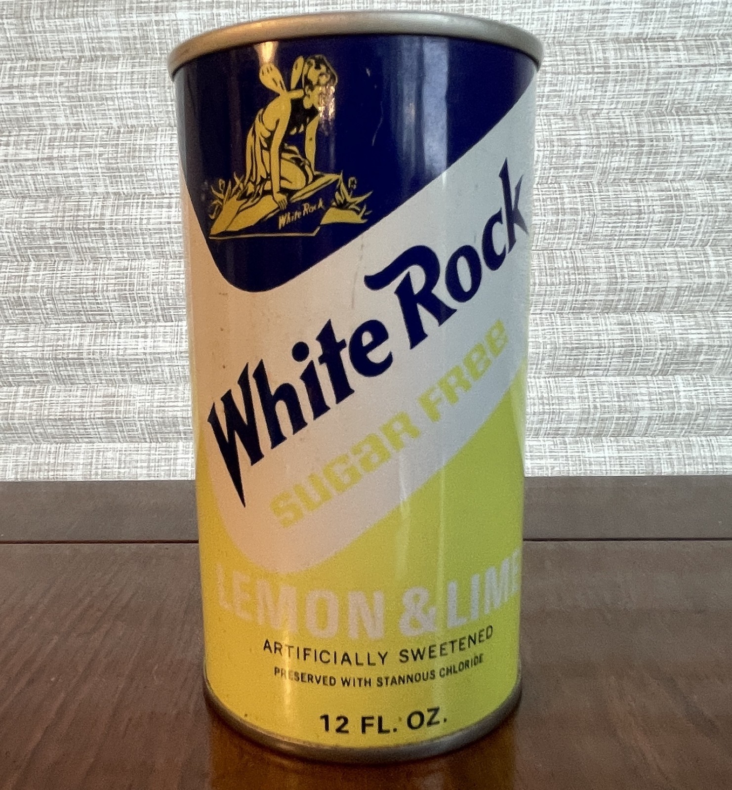 White Rock 12 oz. Lemon & Lime can, Sugar Free 70's Steel, Pull tab Soda Psyche