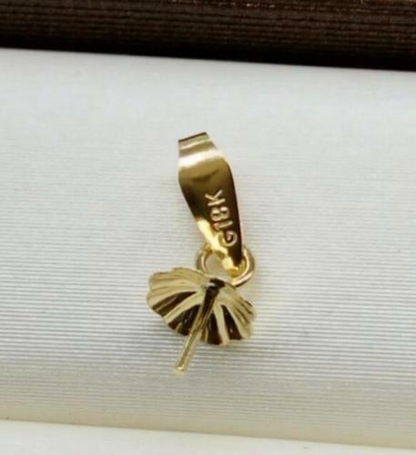 18K Yellow gold Pearl Pendant Clasp Bail Pin Setting DIY Jewelry Pendant 1pc