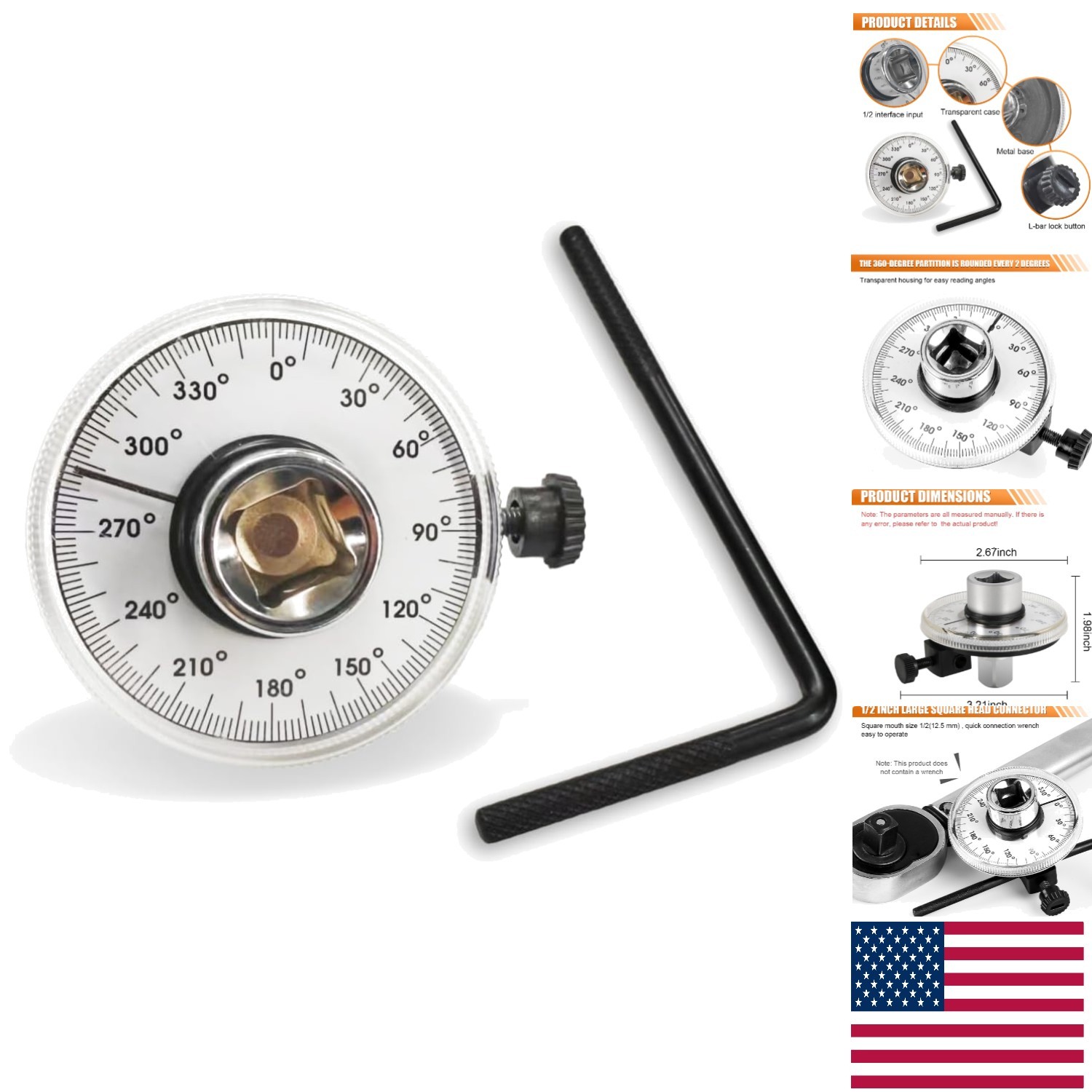 1/2" Adjustable Digital Torque Wrench Angle Gauge - Precision Tool for Mechanics
