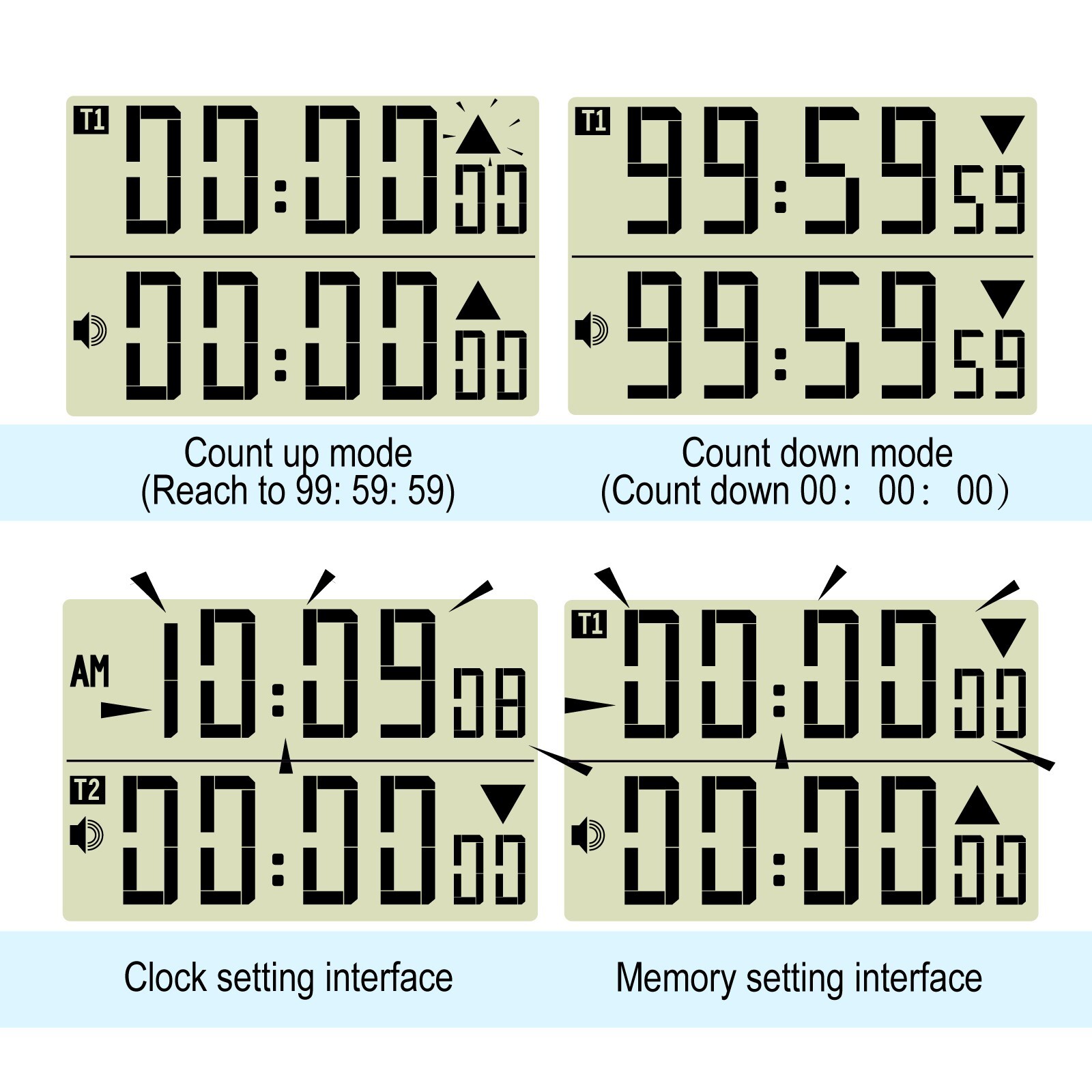 Digital Kitchen Dual Timers Clock Count-up/Count Down for Cooking Bakery Buzzer
