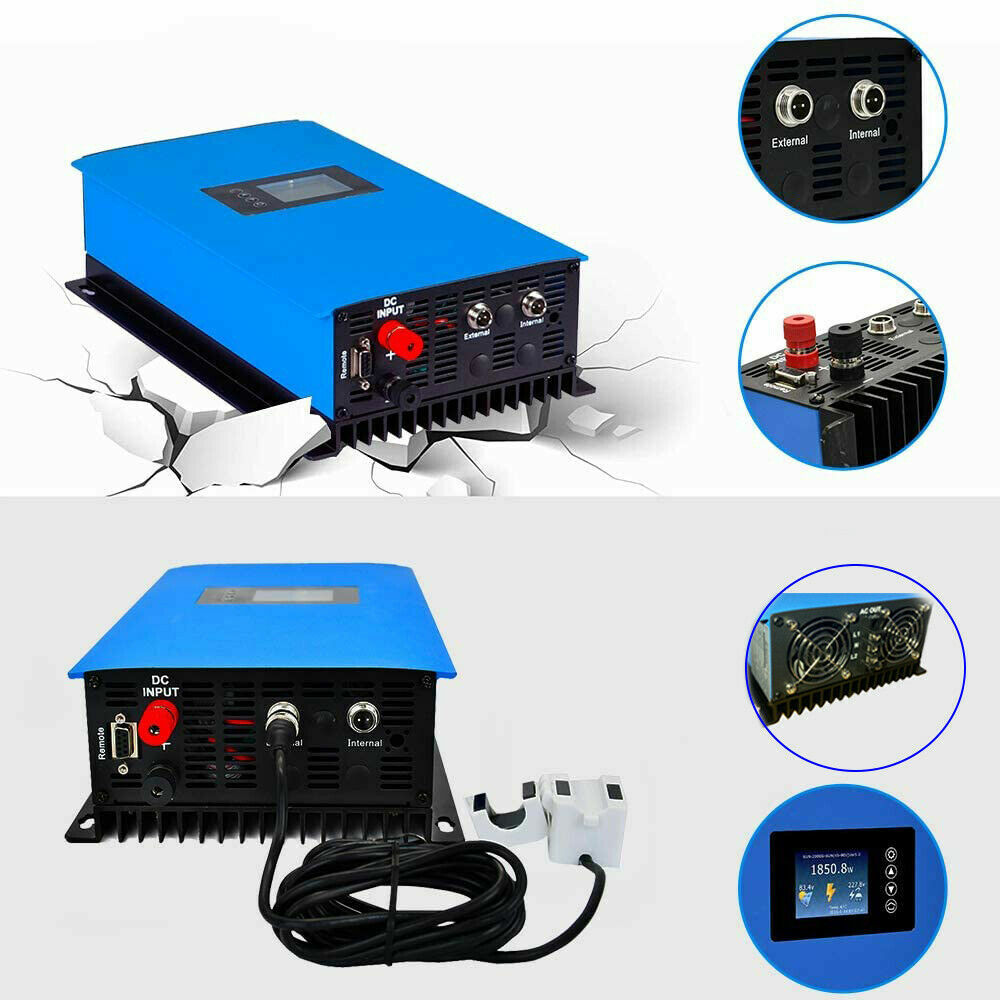 3000W Grid Tie Inverter with Power Limiter MPPT Stackable DC45-90V to AC190-260V