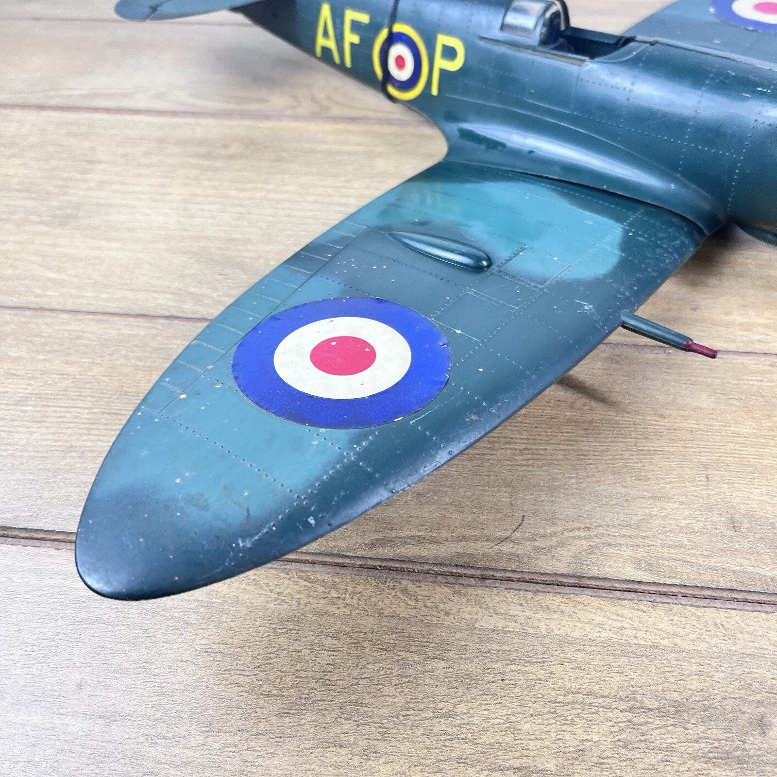 Vintage Cox Thimble Drome Spitfire #7800 RAF Gas Engine Model Tether Airplane