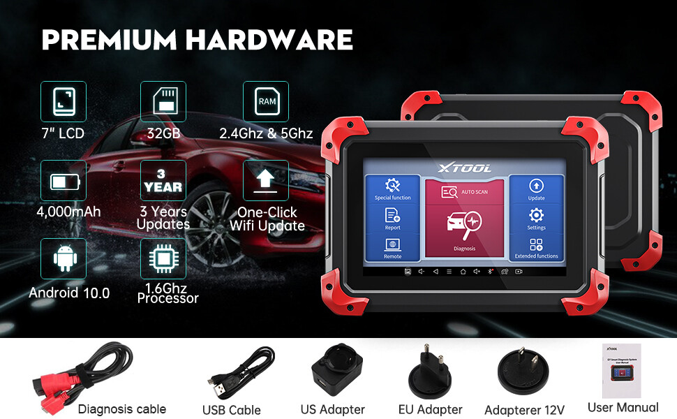 XTOOL Scanner D7 Auto Full Diagnostic Bidirectional Scan Key Programming Tool