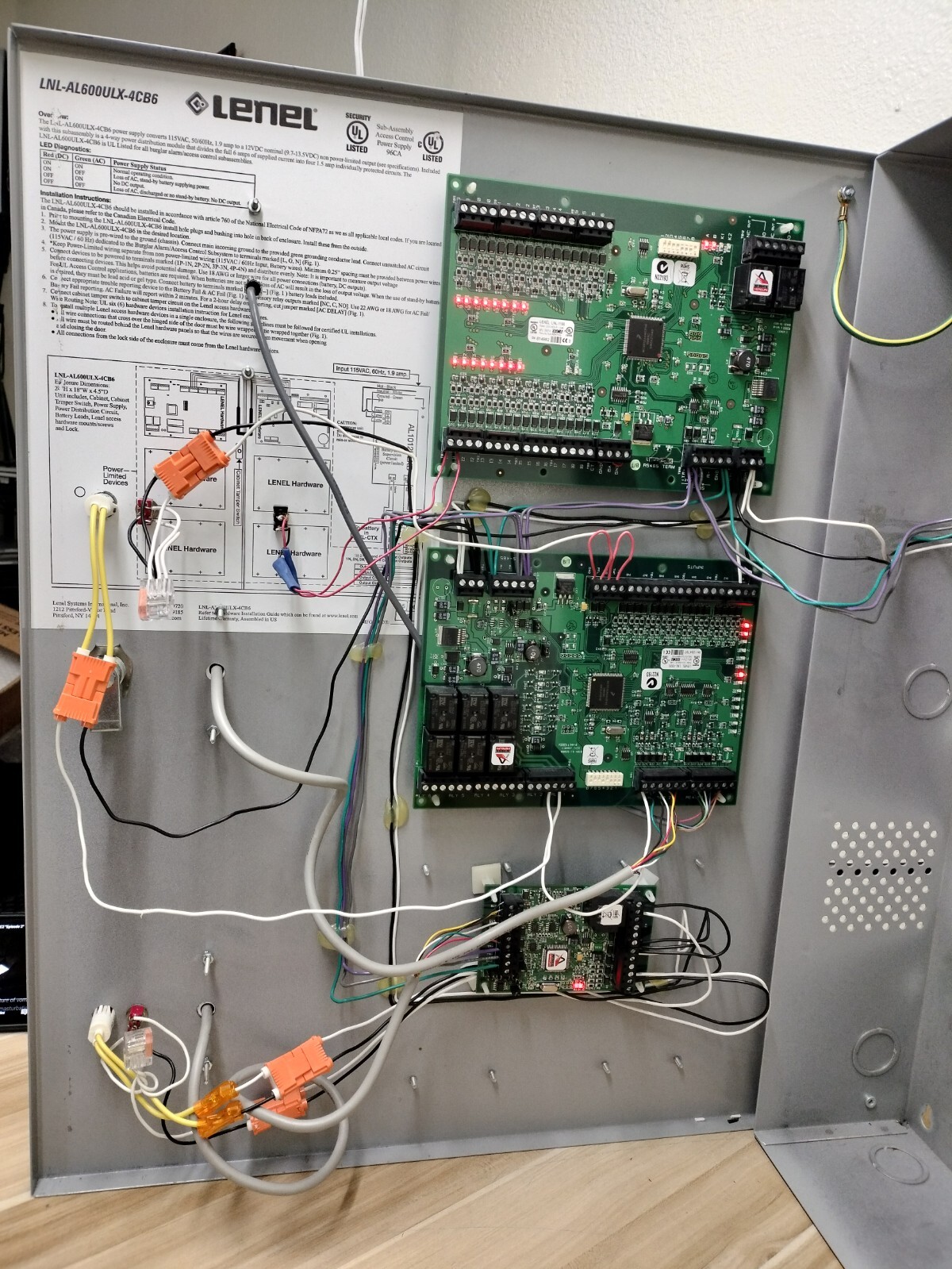LENEL LNL-AL600ULX-4CB6 Access Control Power Supply Panel Enclosure w/ MODULES