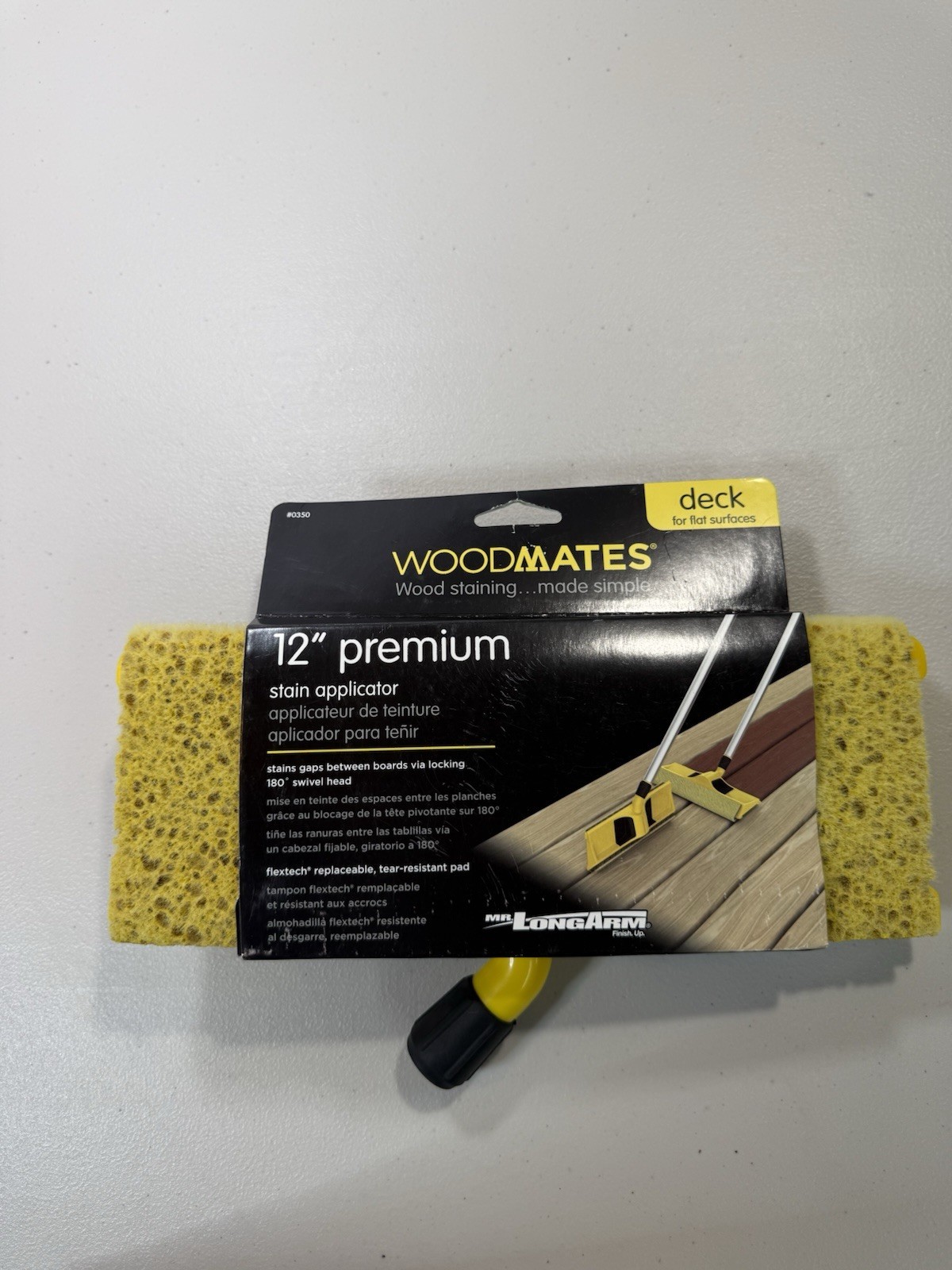Mr. LongArm 0350 Woodmates 12”  Premium Stain Applicator, Deck For Flat Surfaces