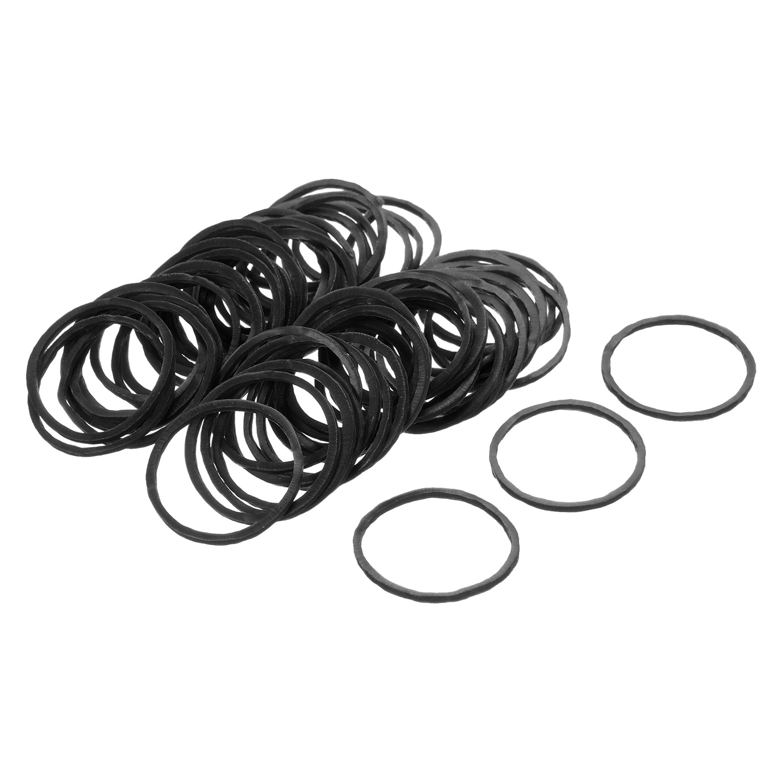 100Pcs Rubber Band Stretchable Elastic Band Black 25mm x 1.4mm Hair Rubber Bands
