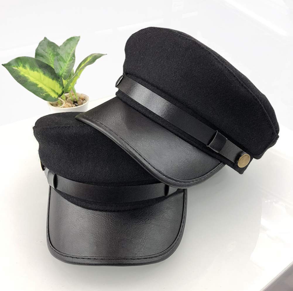 Black Chauffeur Hat Driver Classic British Flat Top 56-58cm,