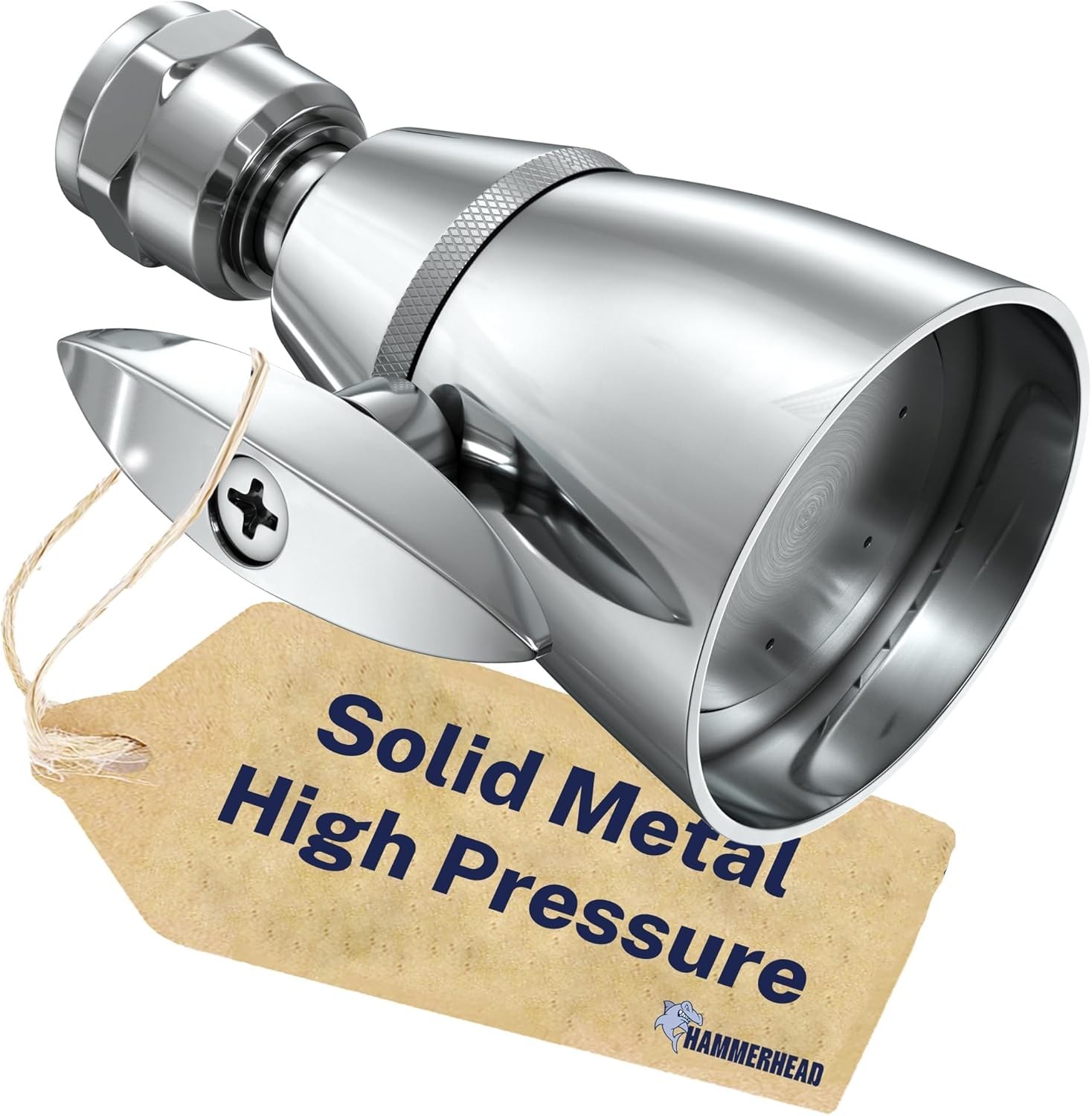 High Pressure Shower Head Chrome Metal Adjustable Spray 2.5 GPM Fixed Mount