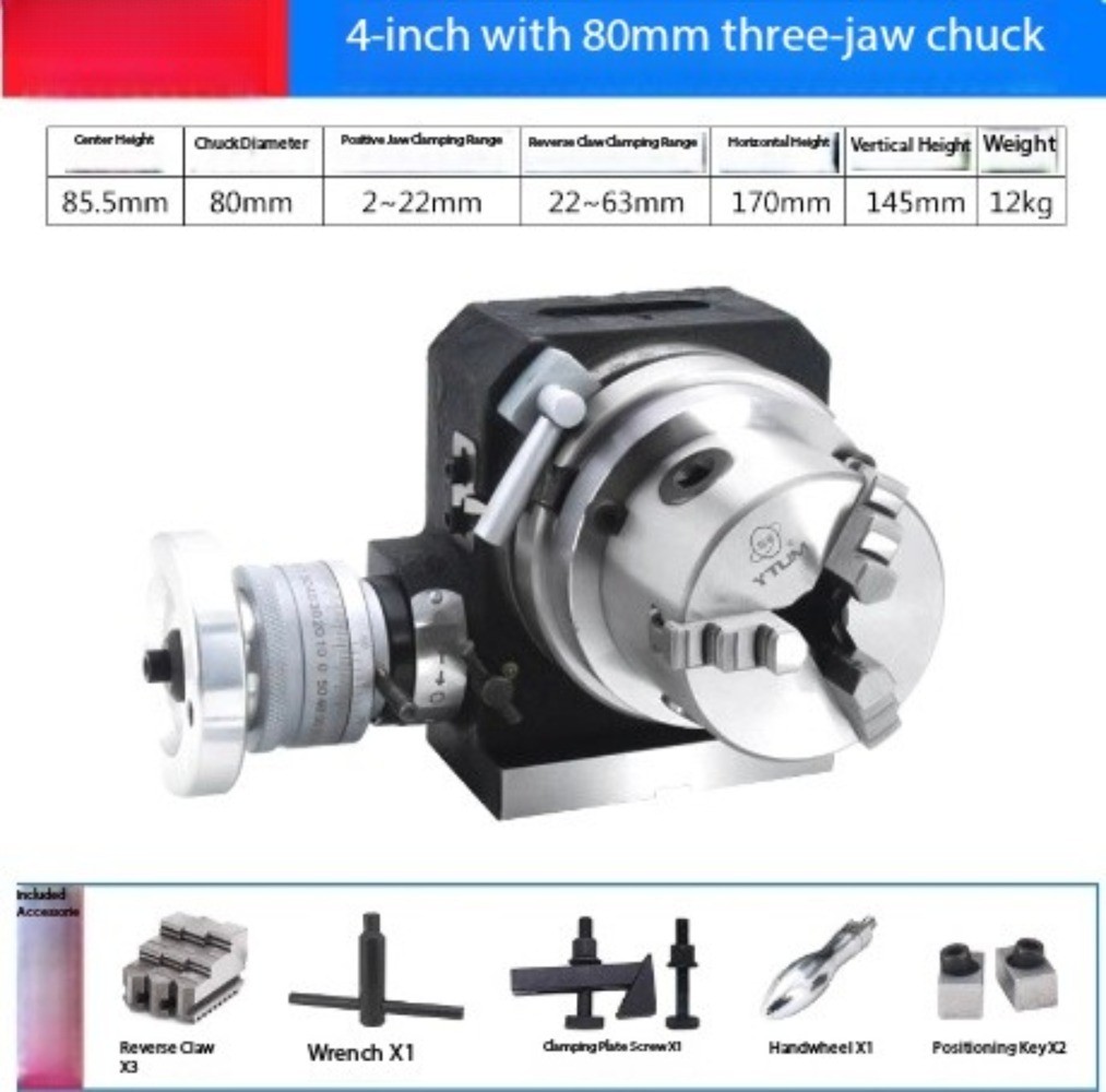 Indexing Table Three-Jaw Chuck Indexing Head Vertical/Horizontal Indexer