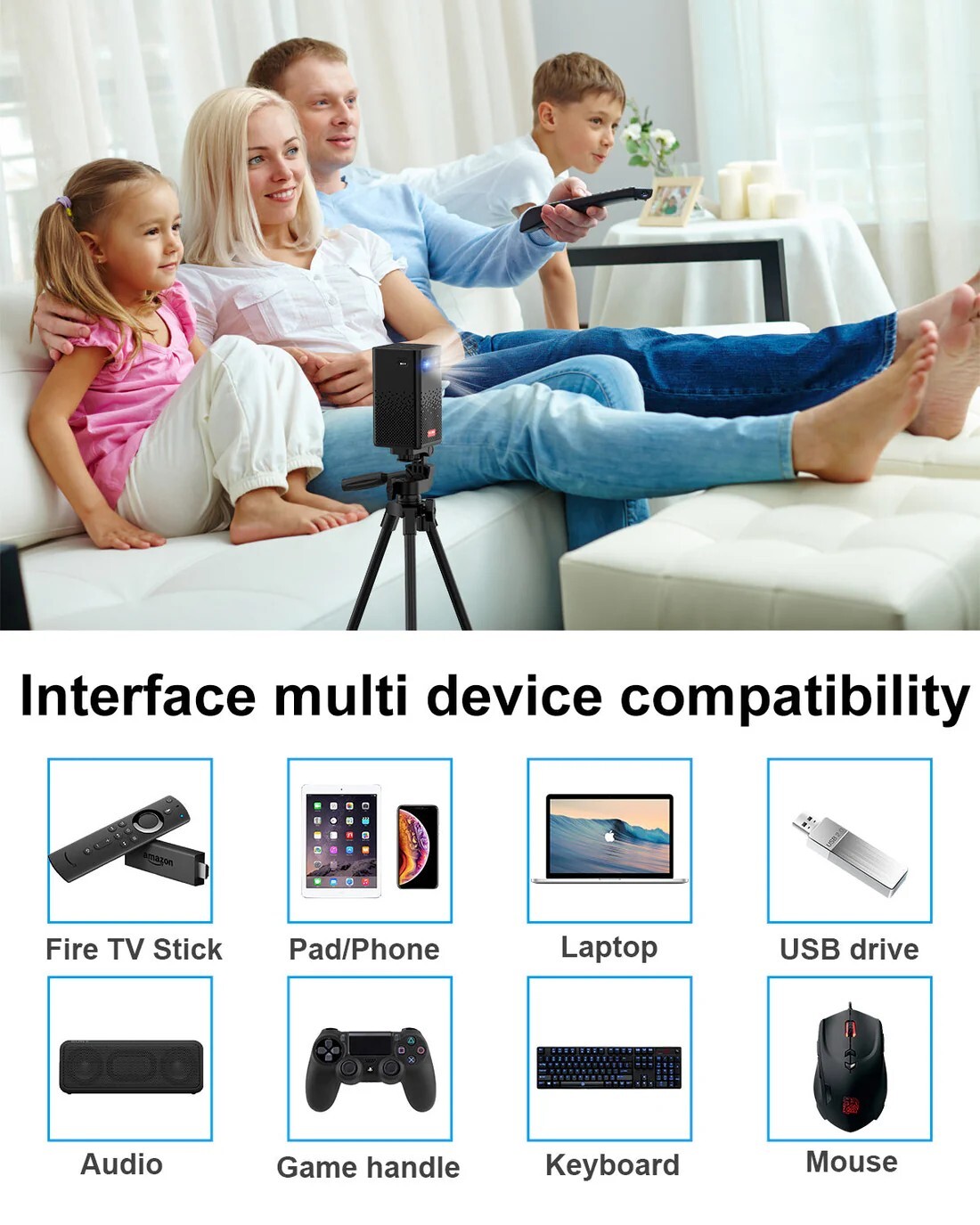 APEX PRO GX1000 Portable Pico TV Image Projector 4k Ultra HD Streaming WiFi-NEW