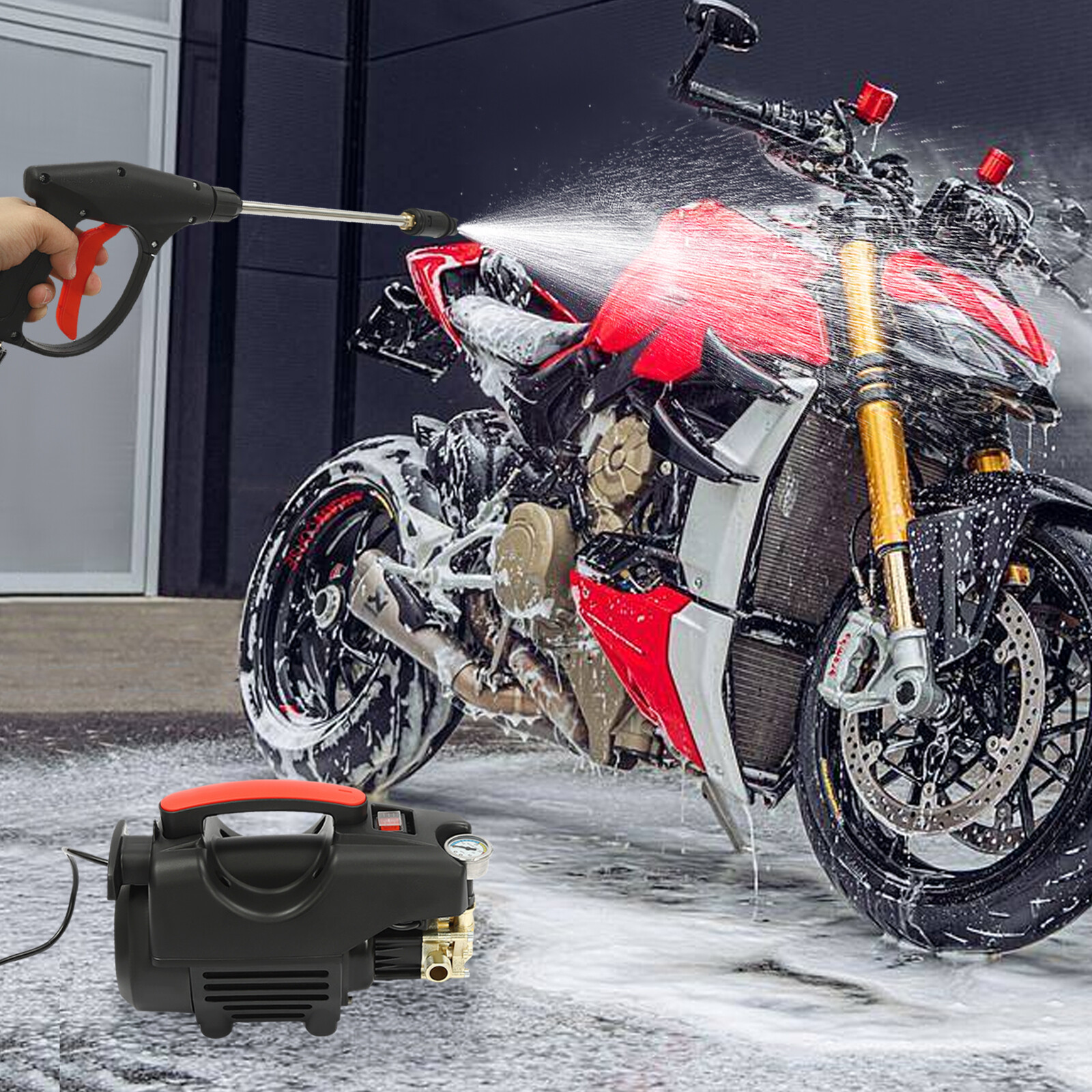 Portable Electric High Pressure Washer 1400w Brushless Aluminum Motor 2800rpm