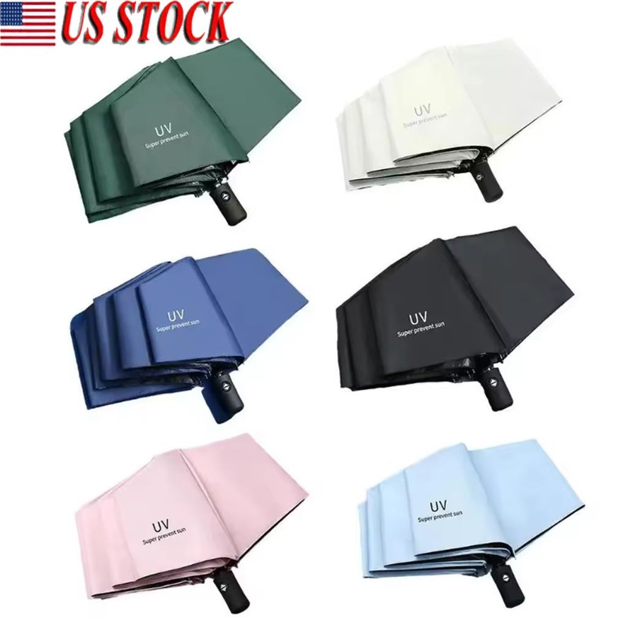 Automatic Umbrella Anti-UV Sun/Rain Windproof 3 Folding Compact Umbrella 8 Ribs