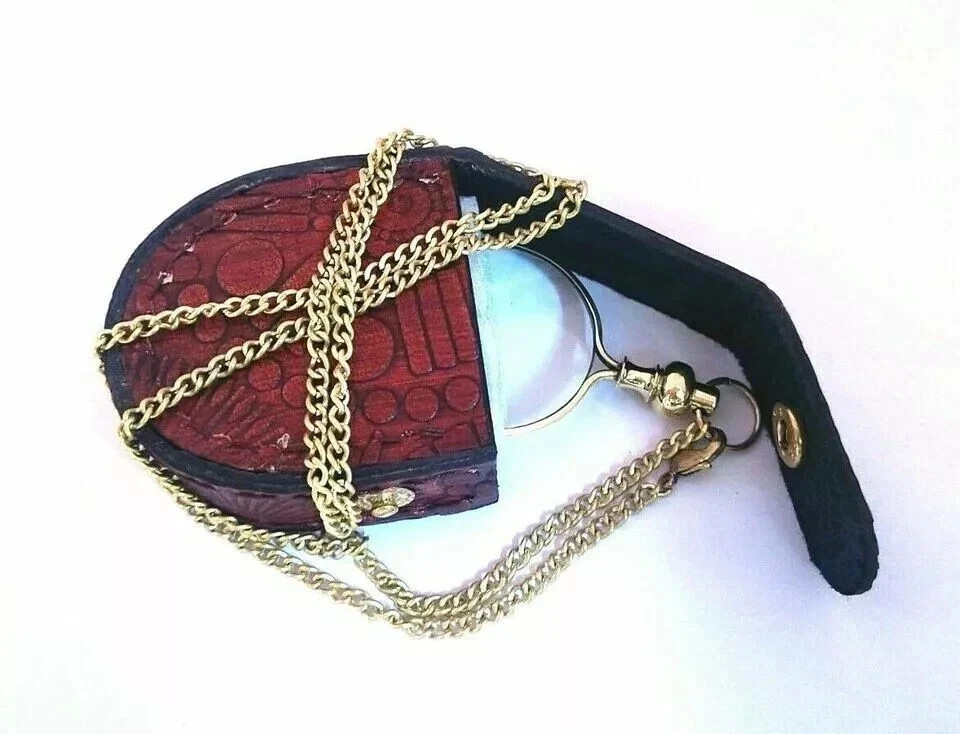 "Handcrafted Vintage Brass Magnifying Glass Pendant Necklace"
