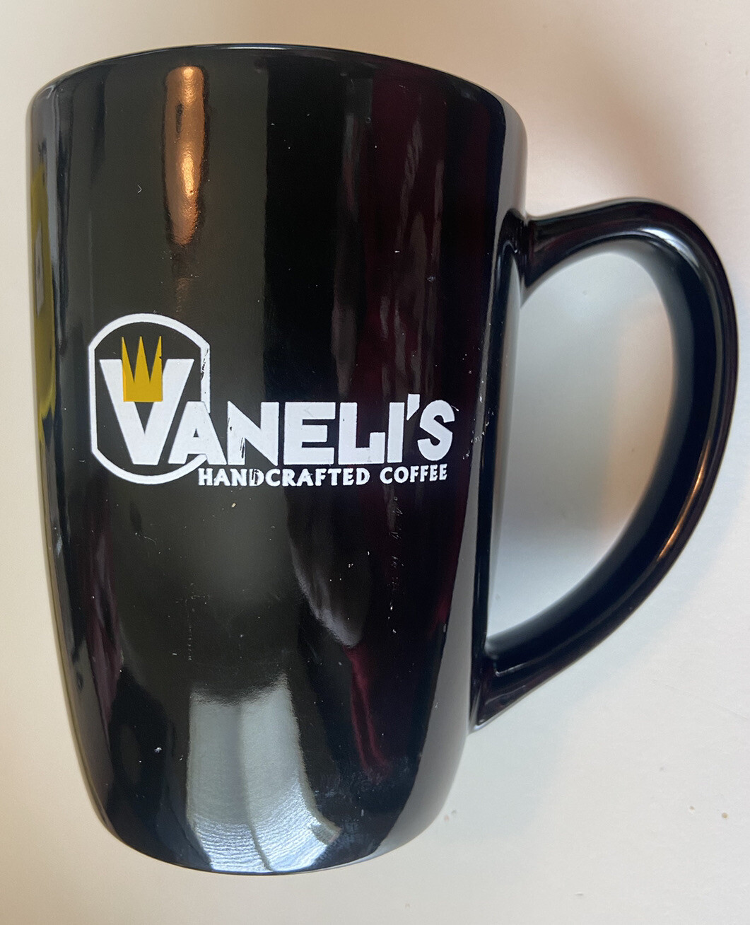 Vintage Vaneli’s Handcrafted Coffee Tall Black Ceramic Coffee Mug