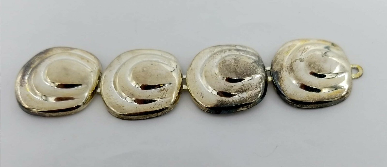 Wide Silver Tone Link Bracelet Piece  Steampunk Repurpose  to Earrings ? #V26