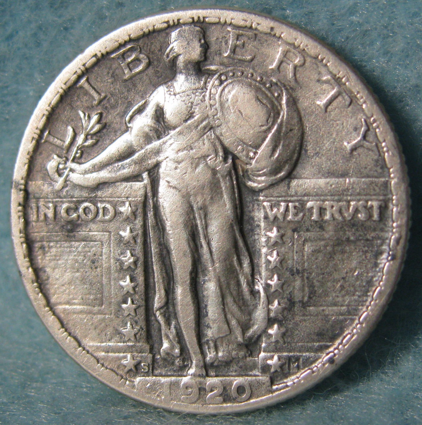 1920-S Standing Liberty Silver Quarter Better Grade Old US Coin #582