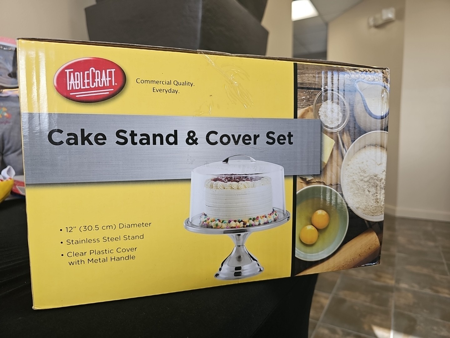 12" Tablecraft Cakestand And Cover Set, TableCraft H821422, Stainless Steel