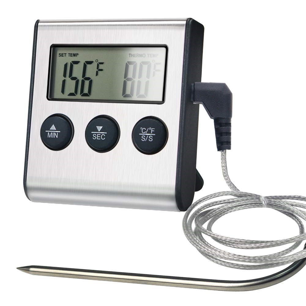 Digital Food & Meat Thermometer Remote Probe Temp Meter with Timer for Grilling
