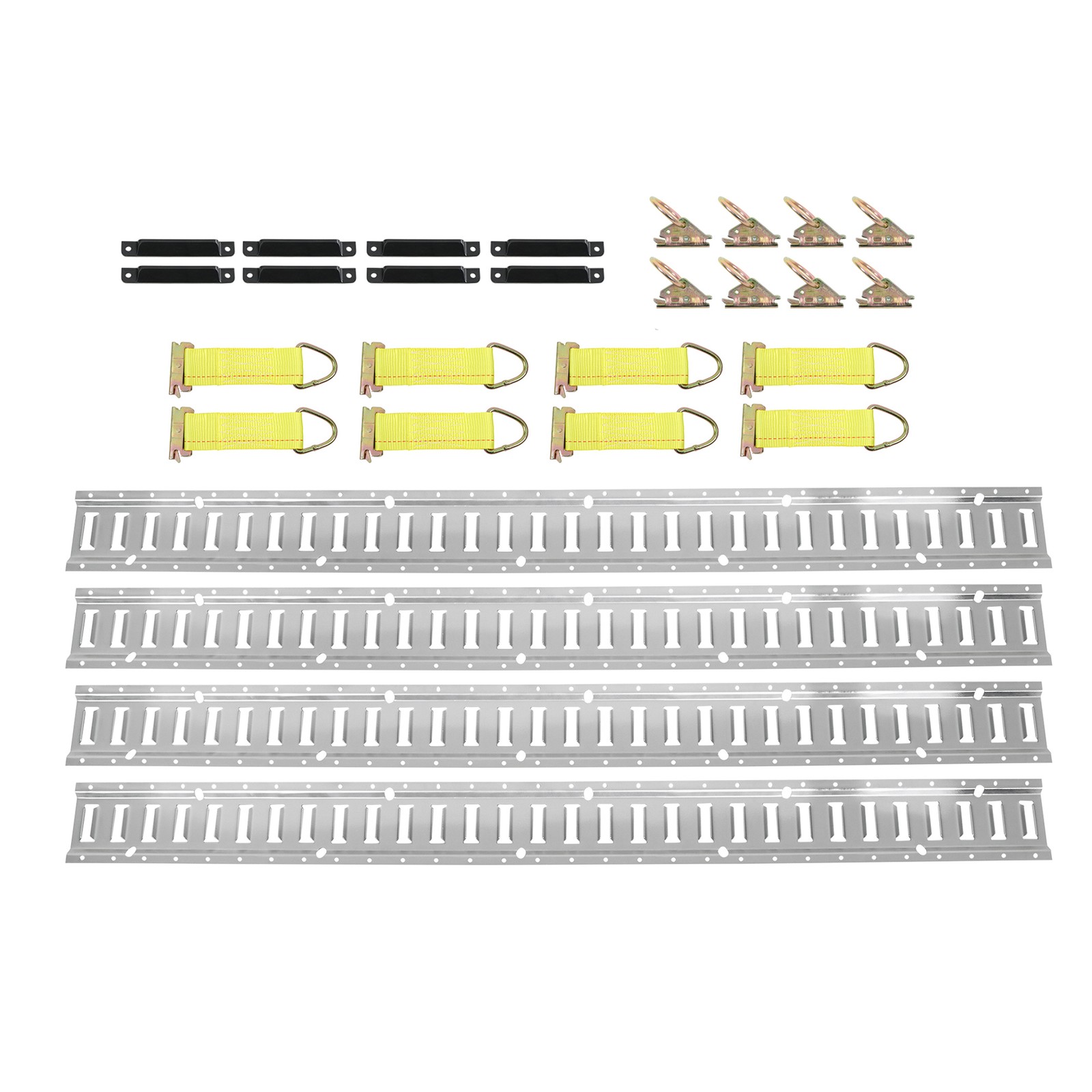 28 Pcs 5 Ft E Track Rails Complete Kit W/ Hardware O-Rings Tie Down Straps UTV