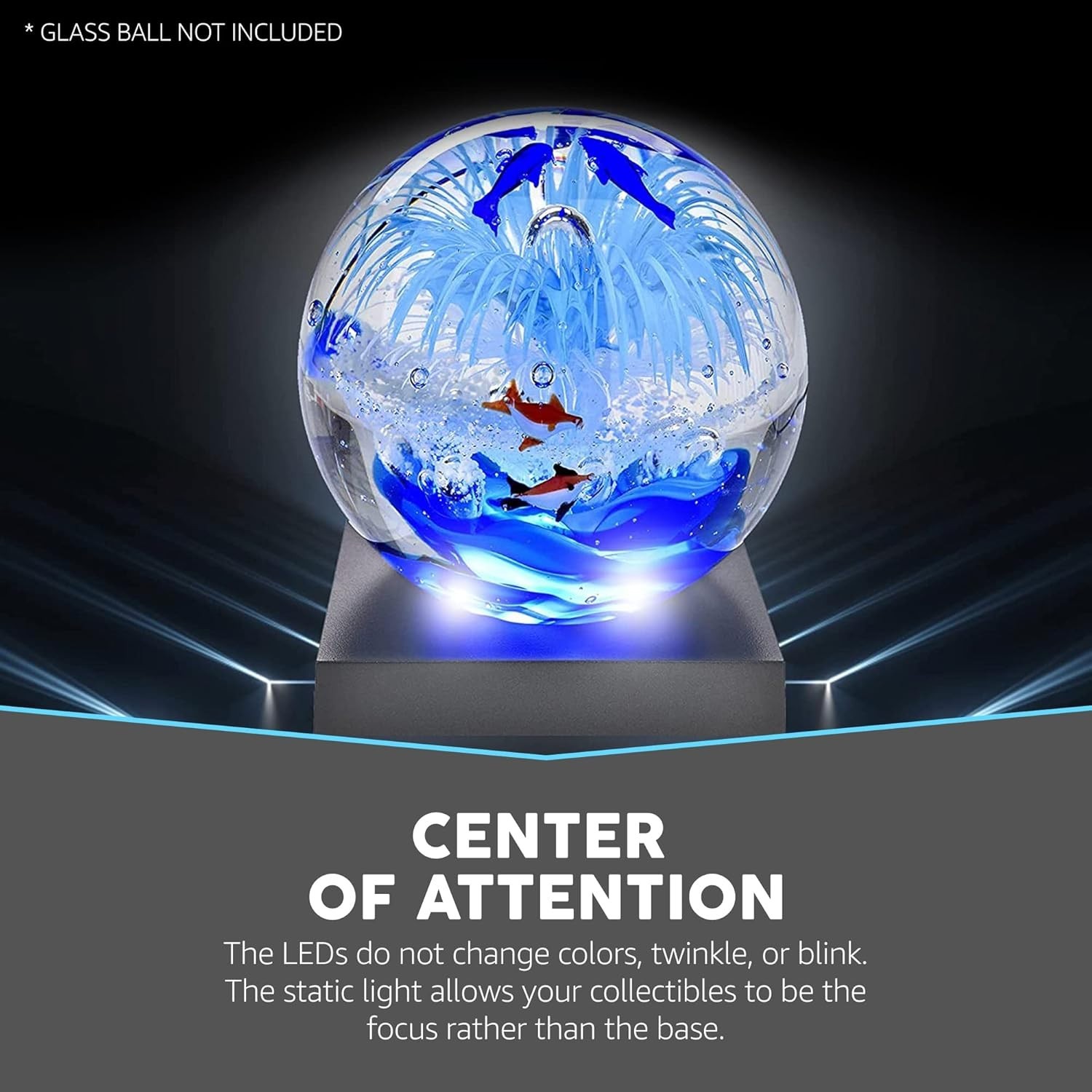 LED Lighted Display Base for Glass Art, Acrylic Centerpieces, Matte Black
