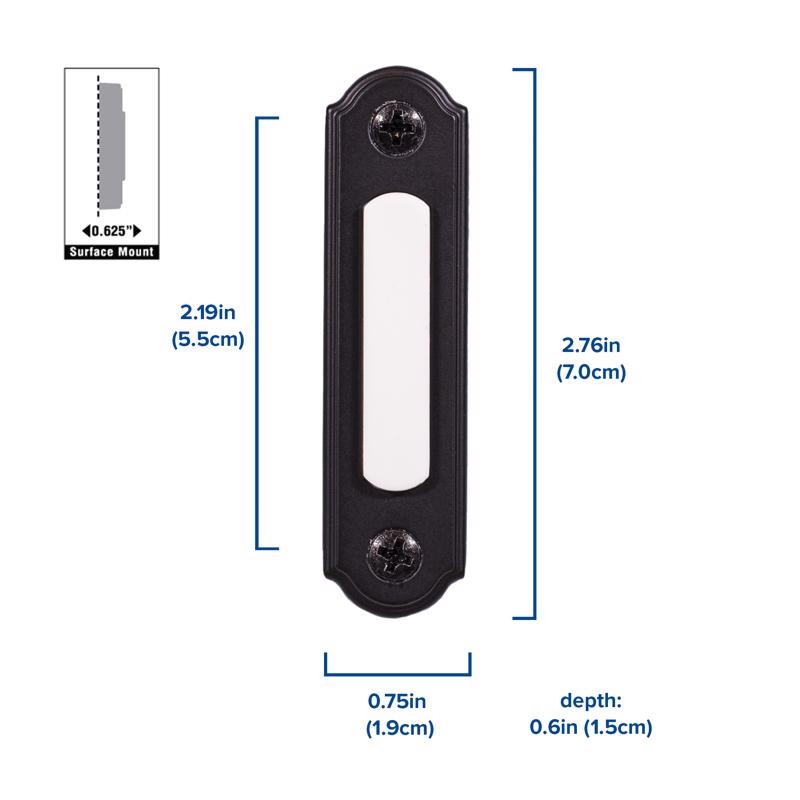 Heath Zenith Satin White Metal/Plastic Wired Pushbutton Doorbell