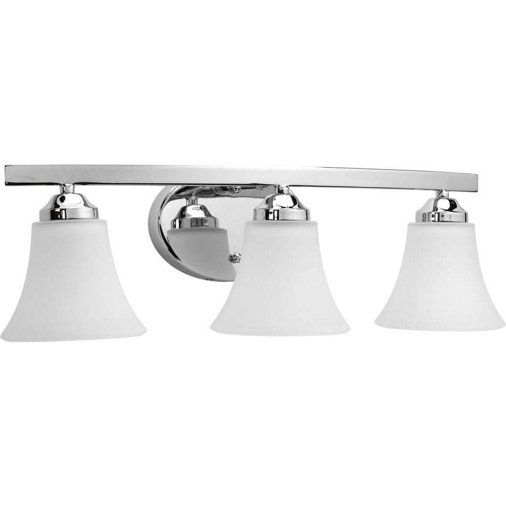 Adorn 3-Light Polished Chrome Etched Glass Bath Vanity Light by Progress Light